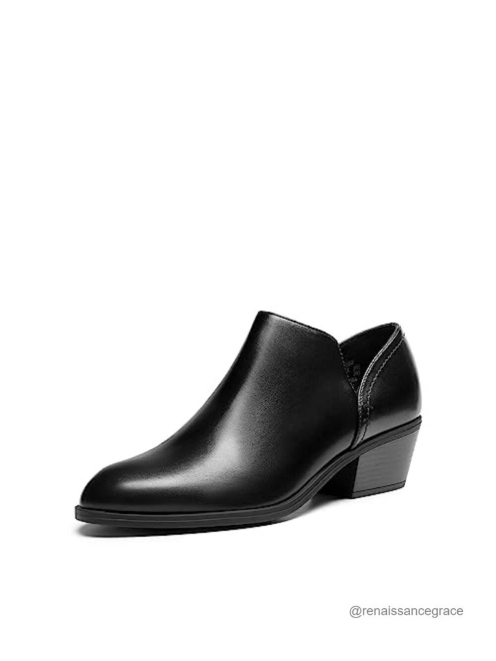 Women's Ankle Boots Low Chunky Heeled Booties Faux Leather Side Zip